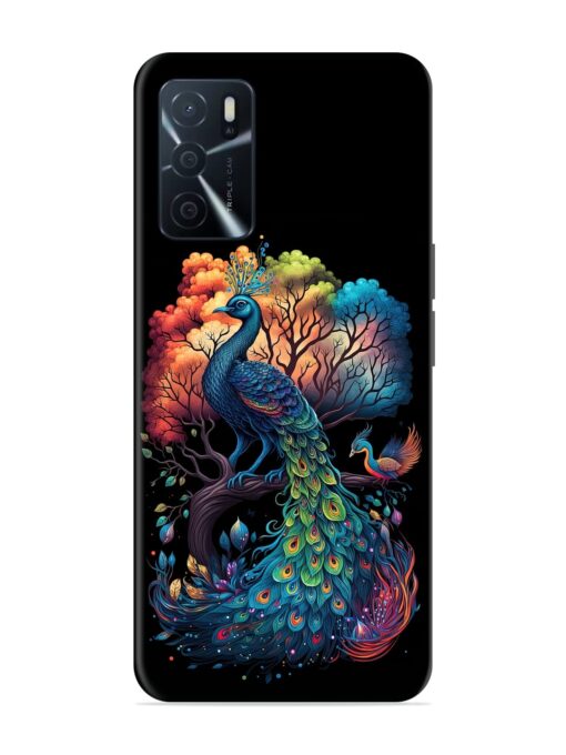 Peacock Tree Art Glossy Metal Phone Cover for Oppo A16 Zapvi