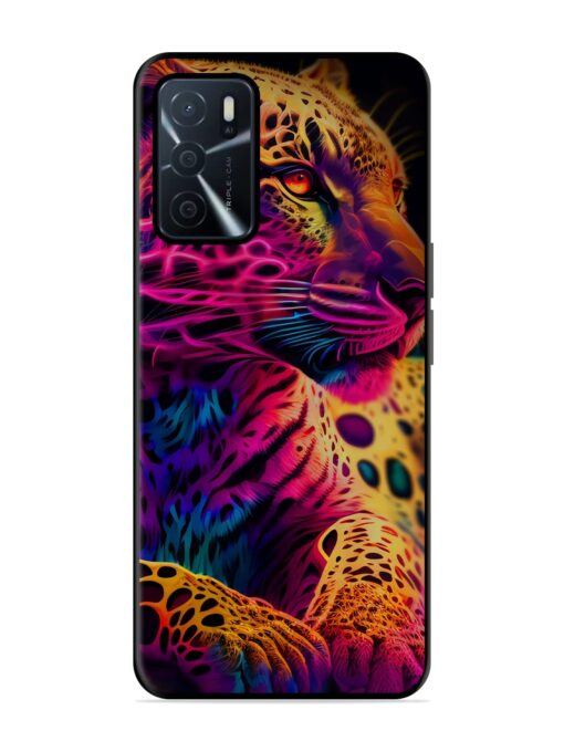 Leopard Art Glossy Metal Phone Cover for Oppo A16 Zapvi