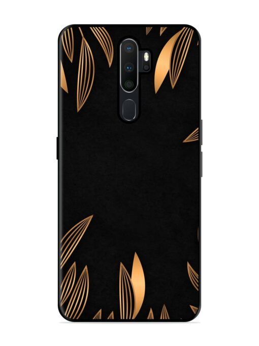 Golden Leaf Pattern Glossy Metal Phone Cover for Oppo A5 (2020) Zapvi