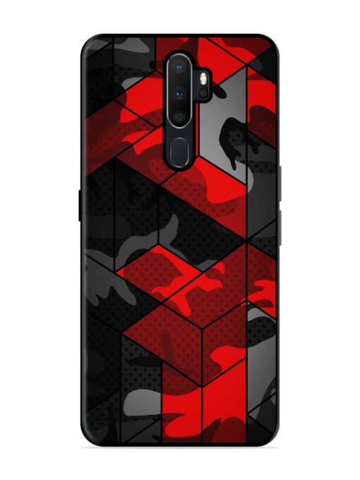 Royal Red Camouflage Pattern Glossy Metal Phone Cover for Oppo A5 (2020) Zapvi