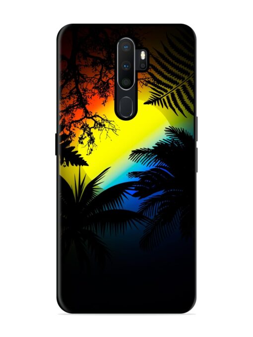 Colorful Sunset With Palm Trees Glossy Metal Phone Cover for Oppo A5 (2020) Zapvi