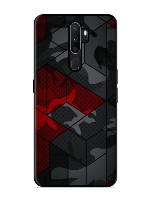 Red And Grey Pattern Glossy Metal Phone Cover for Oppo A5 (2020) Zapvi