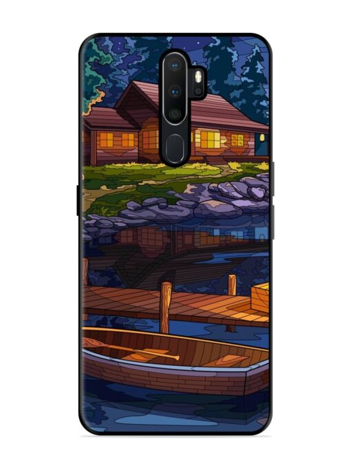 Village Night Scene Glossy Metal Phone Cover for Oppo A5 (2020) Zapvi