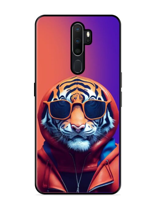 Tiger Animation Glossy Metal Phone Cover for Oppo A5 (2020)