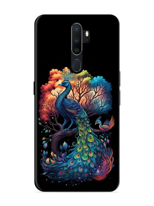 Peacock Tree Art Glossy Metal Phone Cover for Oppo A5 (2020)