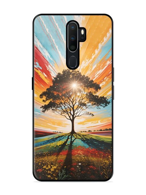 Abstract Tree Colorful Art Glossy Metal Phone Cover for Oppo A5 (2020) Zapvi