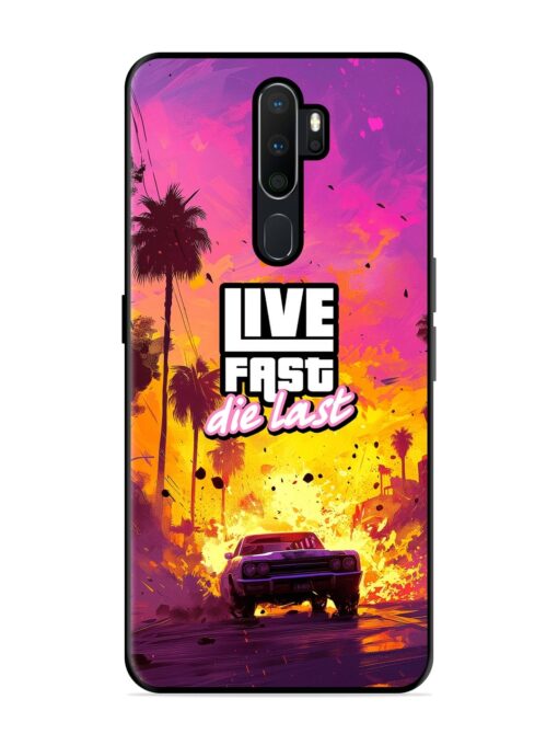 Live Fast Glossy Metal Phone Cover for Oppo A5 (2020) Zapvi