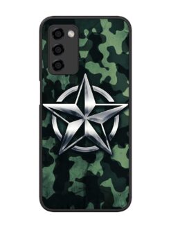 Indian Army Star Design Glossy Metal Phone Cover for Oppo A53S (5G)