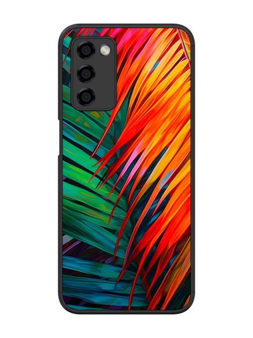 Painted Tropical Leaves Glossy Metal Phone Cover for Oppo A53S (5G)