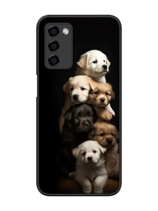 Cute Baby Dogs Glossy Metal Phone Cover for Oppo A53S (5G)