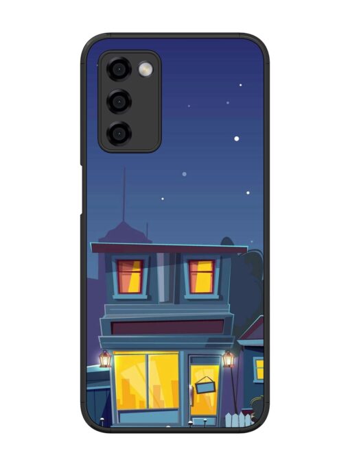 Vector Night House Glossy Metal Phone Cover for Oppo A53S (5G) Zapvi