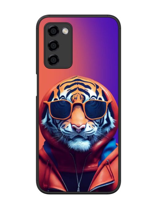 Tiger Animation Glossy Metal Phone Cover for Oppo A53S (5G)