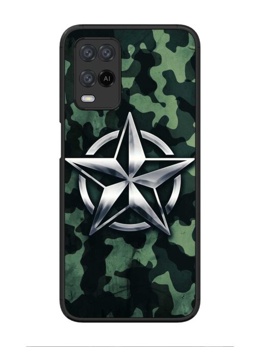 Indian Army Star Design Glossy Metal Phone Cover for Oppo A54