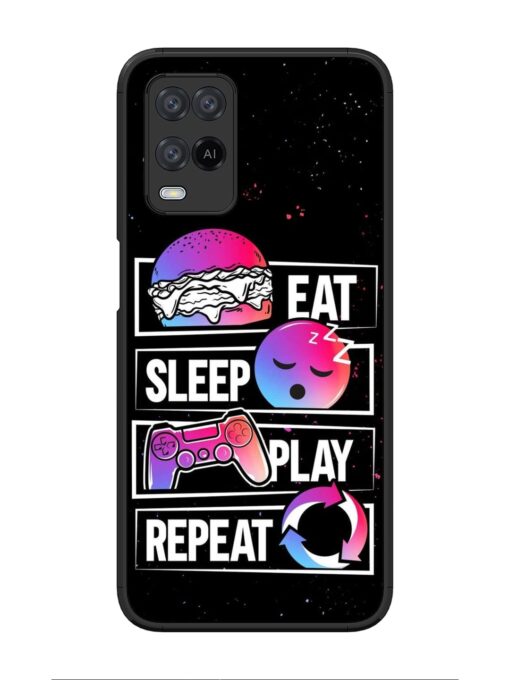 Eat Sleep Play Repeat Glossy Metal Phone Cover for Oppo A54 Zapvi