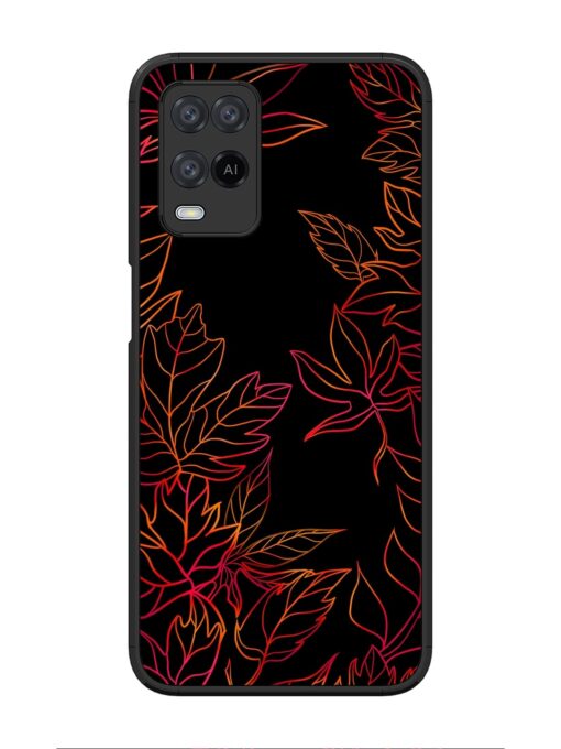 Red Floral Pattern Glossy Metal Phone Cover for Oppo A54