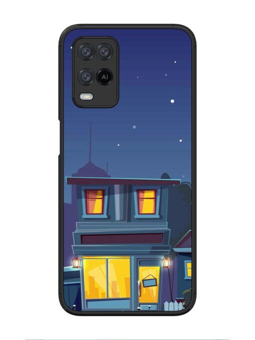 Vector Night House Glossy Metal Phone Cover for Oppo A54 Zapvi