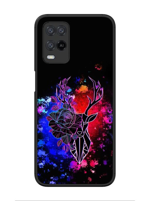 Floral Deer Art Glossy Metal Phone Cover for Oppo A54