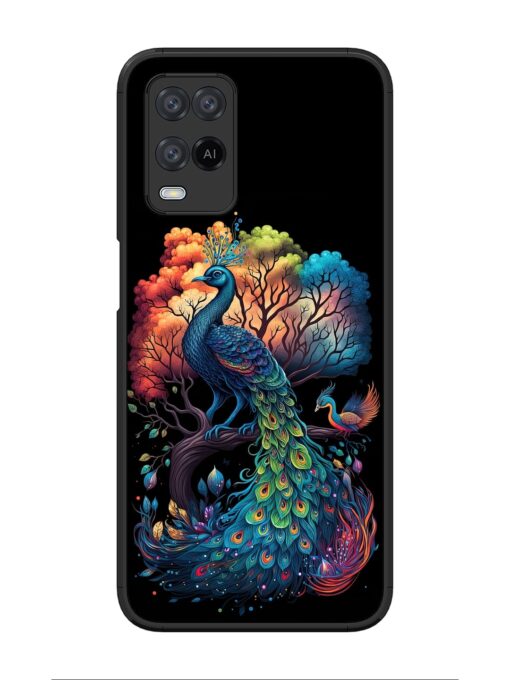 Peacock Tree Art Glossy Metal Phone Cover for Oppo A54 Zapvi