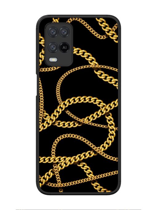 Decorative Golde Chain Glossy Metal Phone Cover for Oppo A54