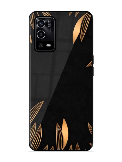 Golden Leaf Pattern Glossy Metal Phone Cover for Oppo A55 Zapvi