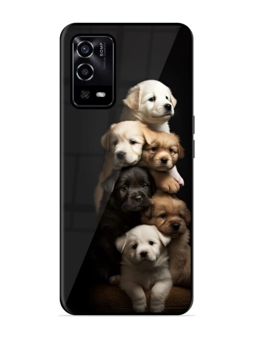 Cute Baby Dogs Glossy Metal Phone Cover for Oppo A55 Zapvi