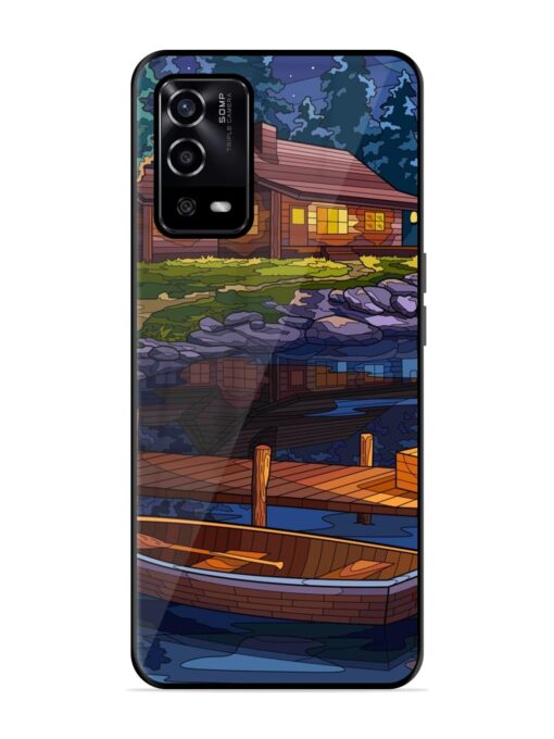 Village Night Scene Glossy Metal Phone Cover for Oppo A55 Zapvi