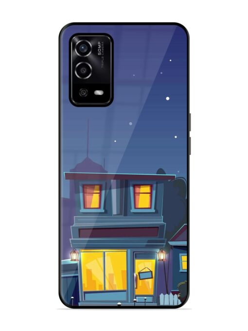 Vector Night House Glossy Metal Phone Cover for Oppo A55 Zapvi