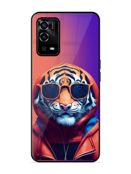 Tiger Animation Glossy Metal Phone Cover for Oppo A55 Zapvi