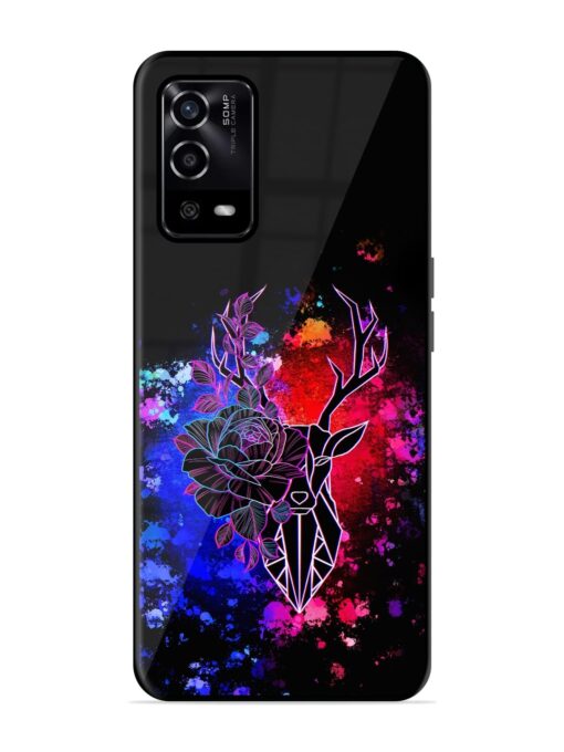 Floral Deer Art Glossy Metal Phone Cover for Oppo A55 Zapvi