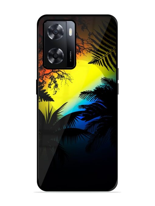 Colorful Sunset With Palm Trees Glossy Metal Phone Cover for Oppo A57 (4G) Zapvi