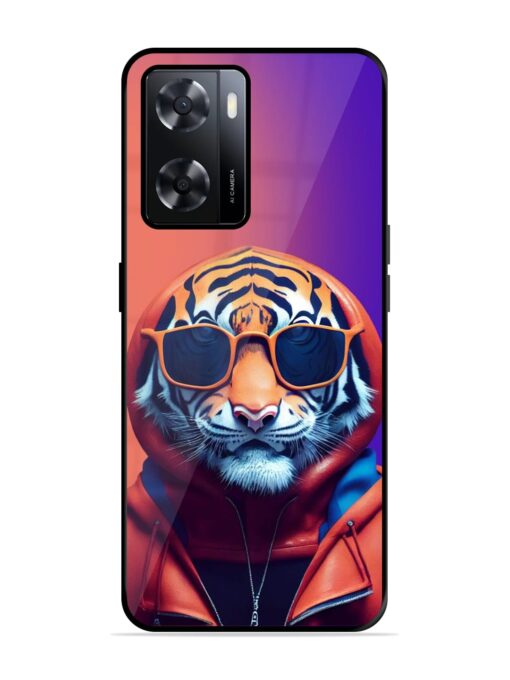 Tiger Animation Glossy Metal Phone Cover for Oppo A57 (4G) Zapvi