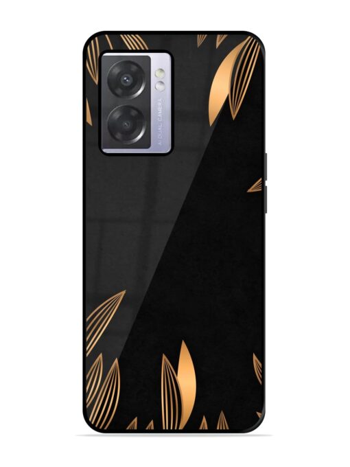 Golden Leaf Pattern Glossy Metal Phone Cover for Oppo A57 (5G)