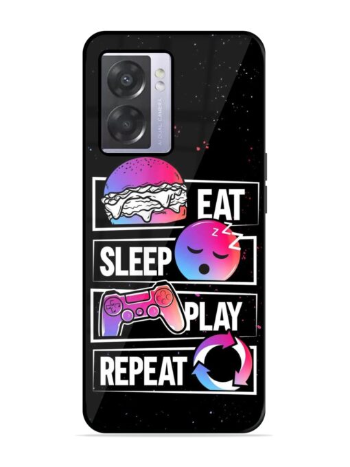 Eat Sleep Play Repeat Glossy Metal Phone Cover for Oppo A57 (5G)