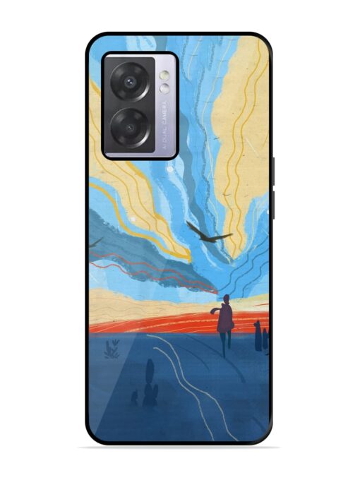 Minimal Abstract Landscape Glossy Metal Phone Cover for Oppo A57 (5G) Zapvi