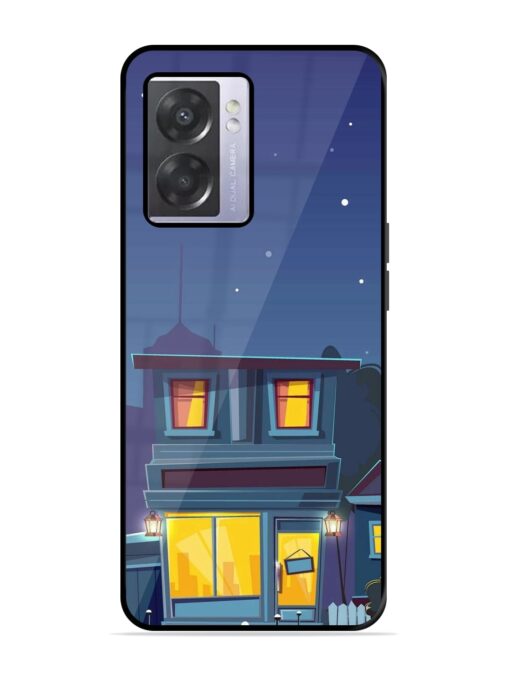 Vector Night House Glossy Metal Phone Cover for Oppo A57 (5G) Zapvi