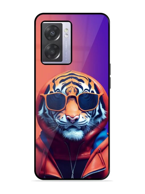 Tiger Animation Glossy Metal Phone Cover for Oppo A57 (5G) Zapvi