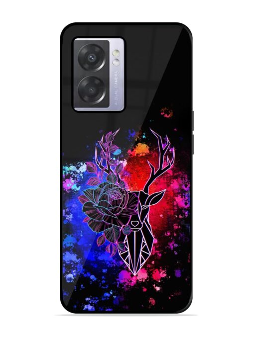 Floral Deer Art Glossy Metal Phone Cover for Oppo A57 (5G) Zapvi