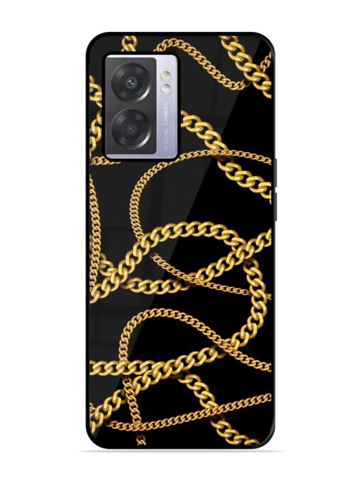 Decorative Golde Chain Glossy Metal Phone Cover for Oppo A57 (5G) Zapvi