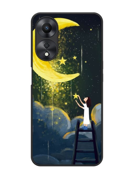 Moonlight Healing Night Illustration Glossy Metal TPU Phone Cover for Oppo A58 Zapvi