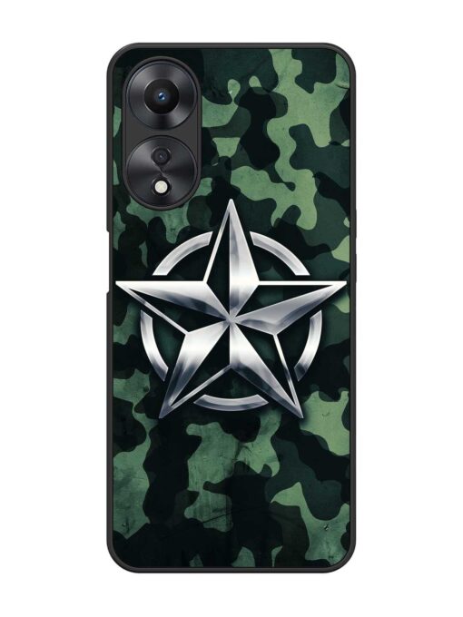 Indian Army Star Design Glossy Metal Phone Cover for Oppo A58