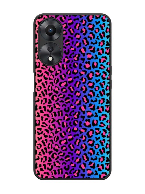 Colorful Leopard Seamless Glossy Metal Phone Cover for Oppo A58 Zapvi