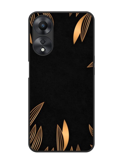 Golden Leaf Pattern Glossy Metal Phone Cover for Oppo A58