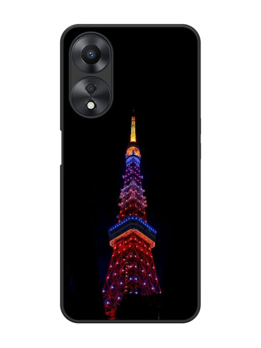 Eiffel Tower Night View Glossy Metal Phone Cover for Oppo A58 Zapvi