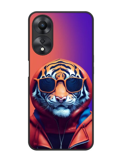 Tiger Animation Glossy Metal Phone Cover for Oppo A58