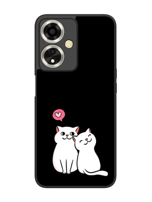 Cat Love Glossy Metal Phone Cover for Oppo A59 (5G)