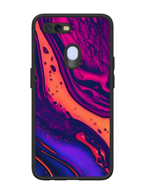 Fluid Blue Pink Art Glossy Metal Phone Cover for Oppo A7 Zapvi