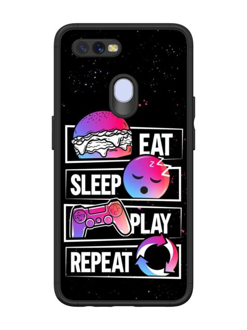 Eat Sleep Play Repeat Glossy Metal Phone Cover for Oppo A7 Zapvi