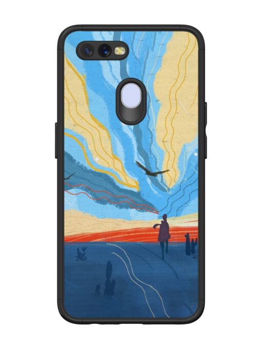 Minimal Abstract Landscape Glossy Metal Phone Cover for Oppo A7 Zapvi