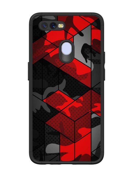 Royal Red Camouflage Pattern Glossy Metal Phone Cover for Oppo A7 Zapvi