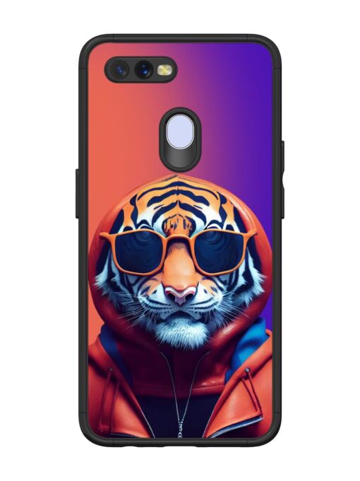 Tiger Animation Glossy Metal Phone Cover for Oppo A7